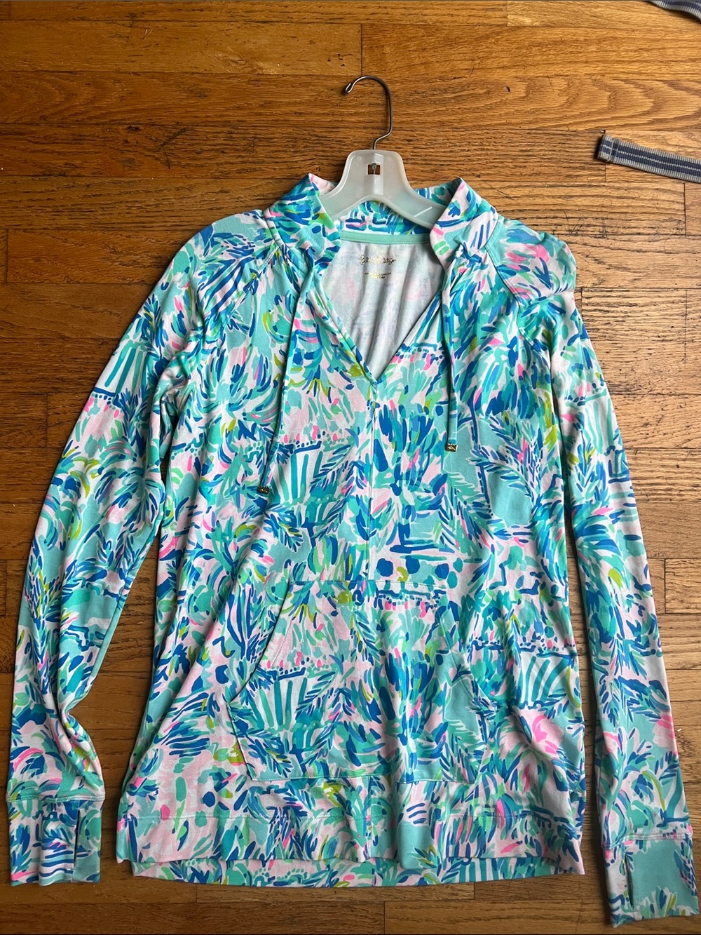 Lilly Pulitzer Aqua Tropical Hooded Swim Coverup - Small